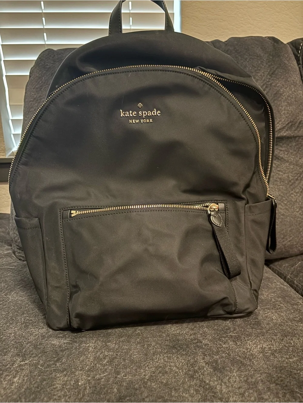 kate spade Black Nylon Backpack with Gold Hardware